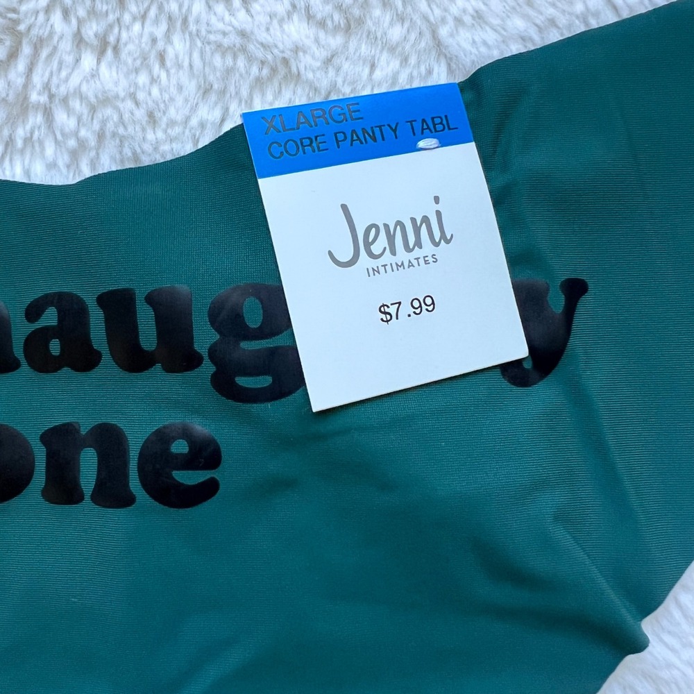 Jenni Intimates Naughty One Seamless Laser Cut Thong Panty Emerald Green XL NEW - Picture 6 of 10